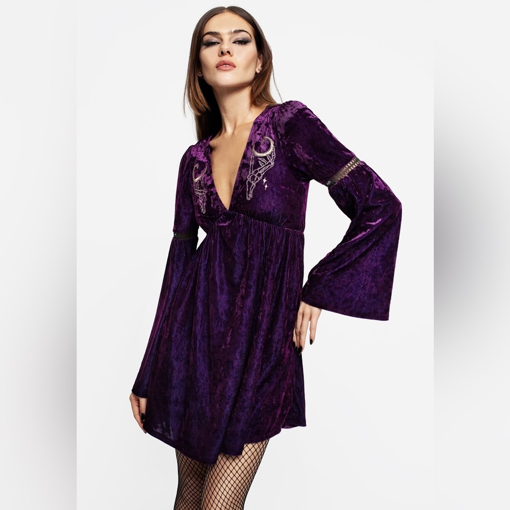 Heartache Crushed Velour Lace Mini Dress Sz 6 – Romantic, Gothic Glam
